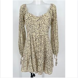 Rue Stiic Priscilla Mini Dress Bellagio Spotted Print Medium Cream Black Animal